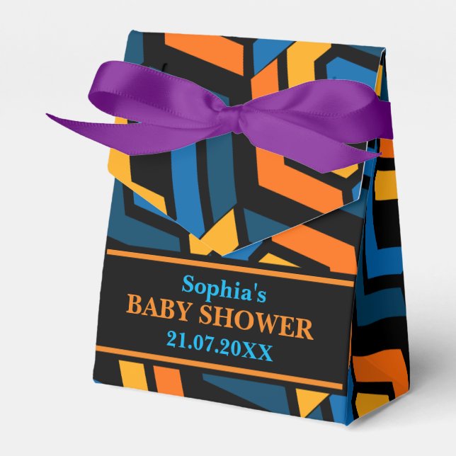 Monogram Geometric Pattern Baby Shower          Favor Boxes (Front Side)