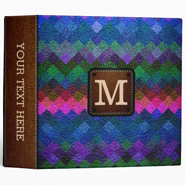 Monogram Geometric Pattern Leather Look #13 Binder (Front/Spine)