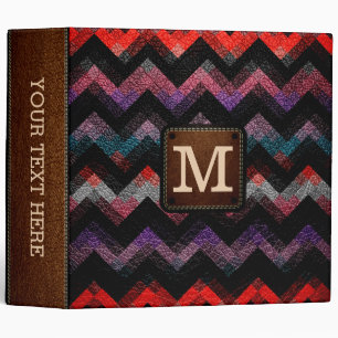 Monogram Geometric Pattern Leather Look #19 3 Ring Binder