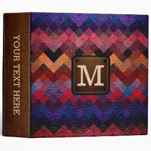 Monogram Geometric Pattern Leather Look #5 3 Ring Binder