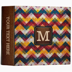 Monogram Geometric Pattern Leather Look #9 3 Ring Binder