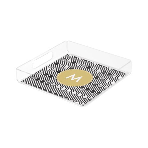 Monogram Geometric Pattern Perfume Tray Gold Black