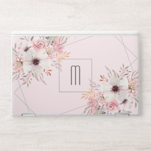 Monogram Geometric Pink Floral HP Laptop Skin