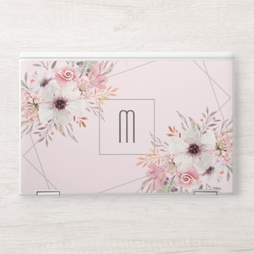 Monogram Geometric Pink Floral HP Laptop Skin