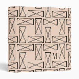 Monogram Geometric Rectangle X Design 3 Ring Binder