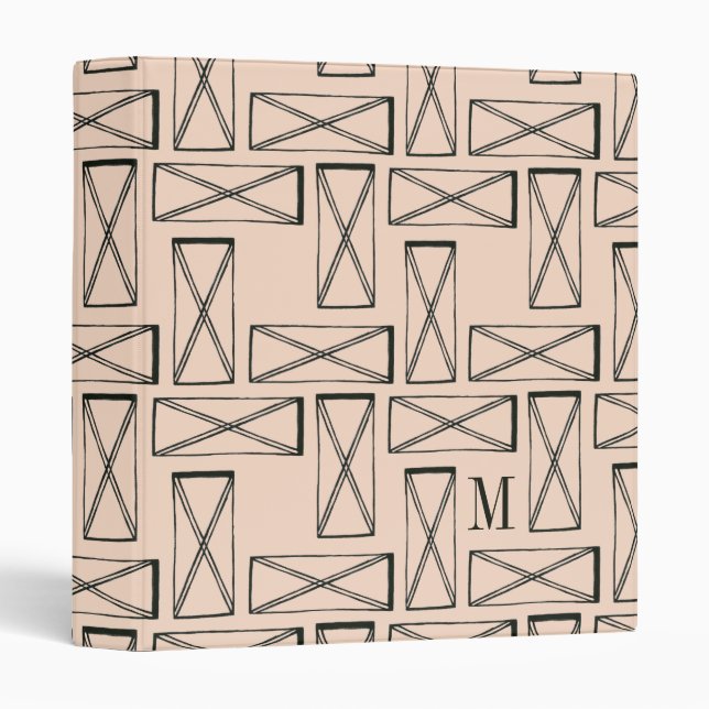Monogram | Geometric Rectangle X Design 3 Ring Binder (Front/Spine)
