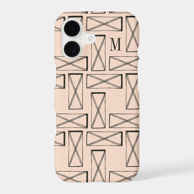 Monogram | Geometric Rectangle X Design Iphone Case (Back)