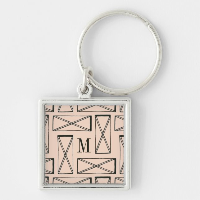 Monogram | Geometric Rectangle X Design Keychain (Front)