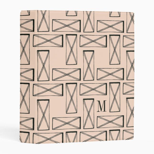 Monogram | Geometric Rectangle X Design Mini Binder (Front/Spine)