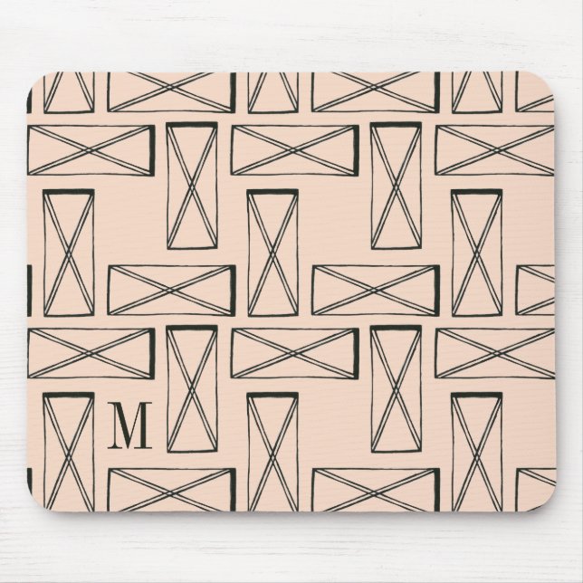 Monogram | Geometric Rectangle X Design Mouse Pad (Front)
