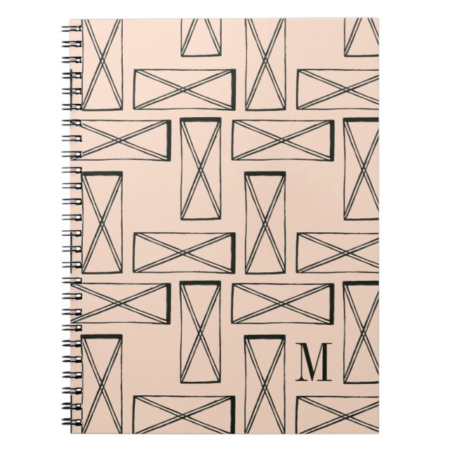 Monogram | Geometric Rectangle X Design Notebook (Front)