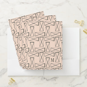 Monogram Geometric Rectangle X Design Pocket Folder