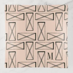 Monogram   Geometric Rectangle X Design Trinket Tray