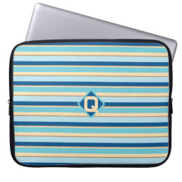 Monogram Geometric Stripe Pattern Laptop Sleeve