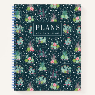 Monogram   Geometric Succulents Pattern Notebook
