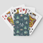 Monogram | Geometric Succulents Pattern Poker Cards