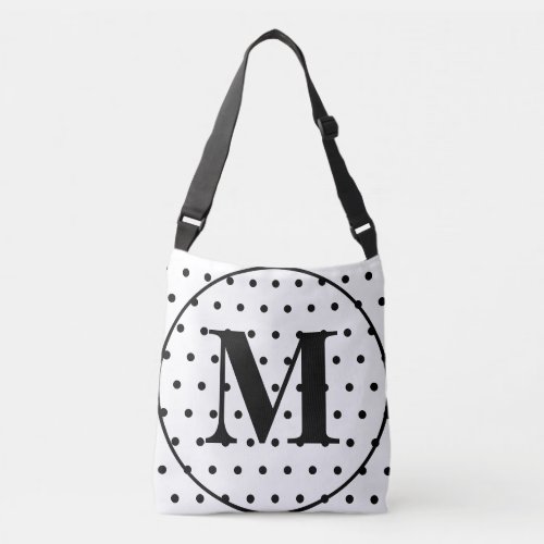 Monogram Geometric White Black Polka Dots Crossbody Bag