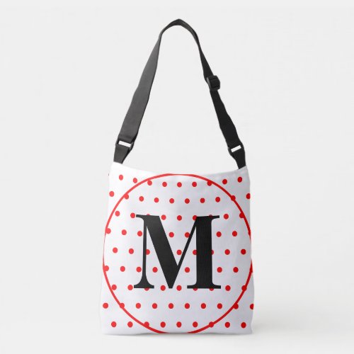 Monogram Geometric White Red Polka Dots Crossbody Bag