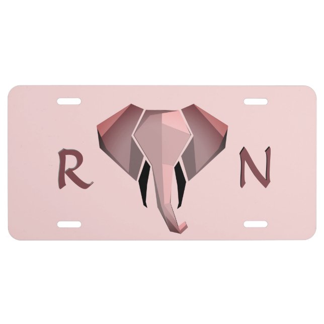 Monogram Geometrics Elephant Head  License Plate (Front)