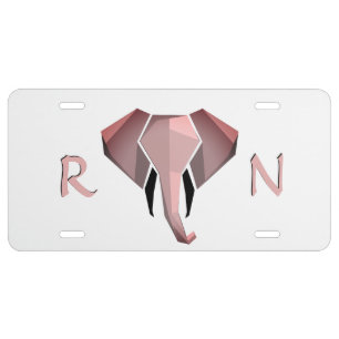 Monogram Geometrics Elephant Head  License Plate