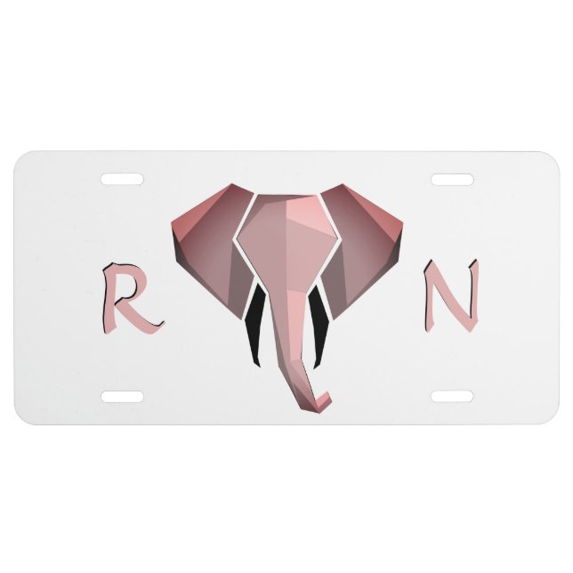 Monogram Geometrics Elephant Head  License Plate (Front)