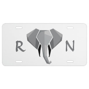 Monogram Geometrics Elephant Head License Plate