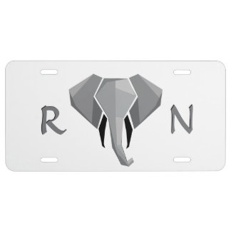 Monogram Geometrics Elephant Head  License Plate