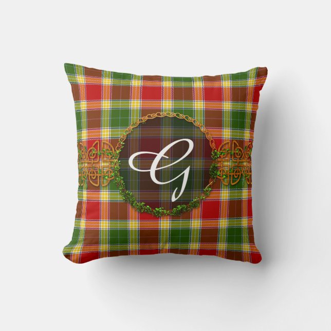 Monogram Gibson Tartan Throw Pillow (Front)