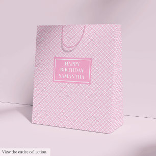 Monogram Gift Bag Classic Pink Plaid Large Style