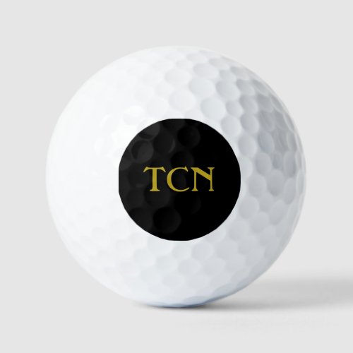 Monogram Gift Black Gold Golf Balls