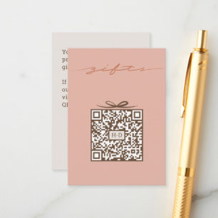 Monogram Gift & Bow QR Code   Wedding Registry Enclosure Card