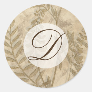 Monogram Gilded Foliage I Classic Round Sticker