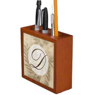 Monogram   Gilded Foliage I Desk Organizer