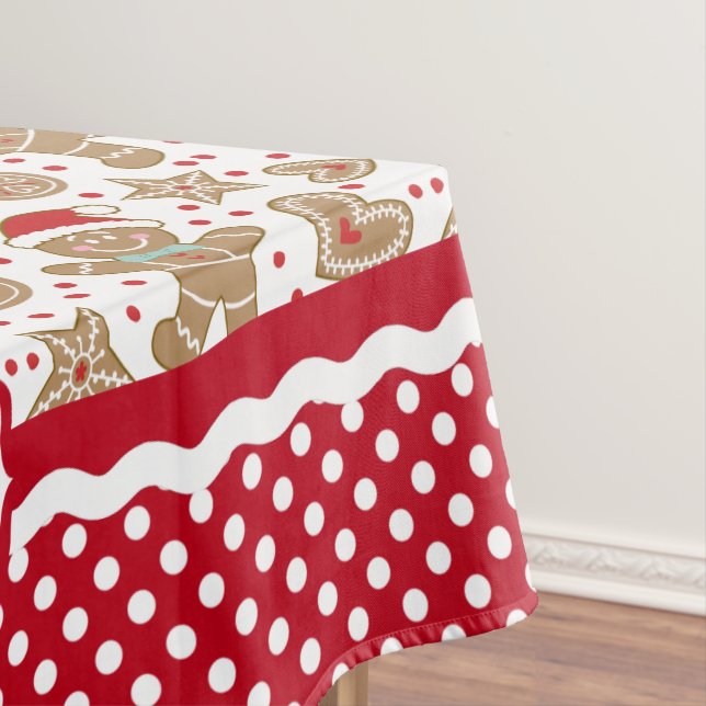 Monogram Gingerbread Man Christmas Tablecloth (In Situ)