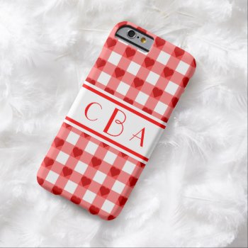 Monogram Gingham Hearts Barely There Iphone 6 Case by tjustleft at Zazzle