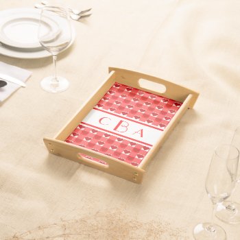 Monogram Gingham Hearts Serving Tray by tjustleft at Zazzle