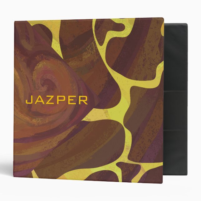 Monogram Giraffe Brown, Yellow Print Binder (Front/Inside)