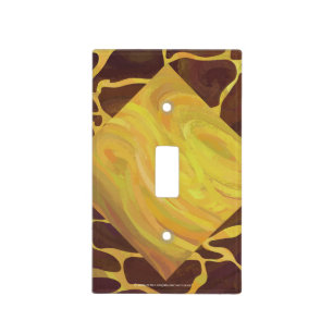 Monogram Giraffe Brown, Yellow Print Light Switch Cover