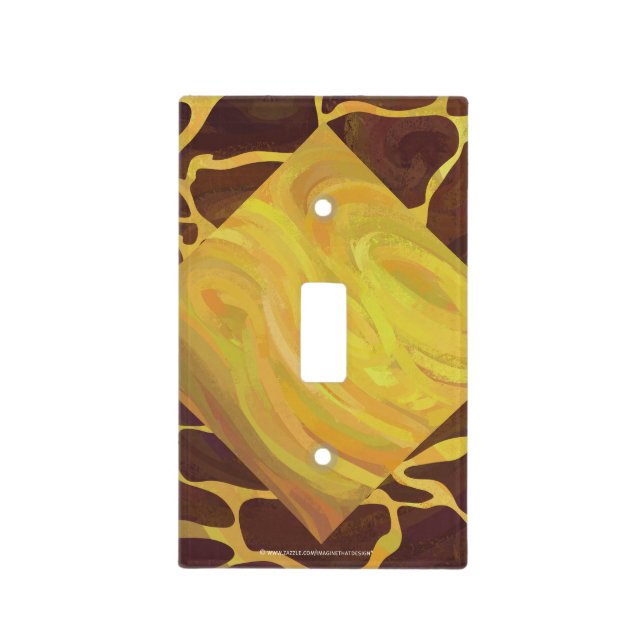 Monogram Giraffe Brown, Yellow Print Light Switch Cover (Front)
