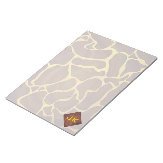 Monogram Giraffe Brown, Yellow Print Notepad (Angled)