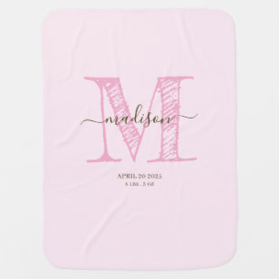 Monogram Girl Nursery Baby Blanket