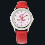 Monogram girls letter A art Alice name Watch<br><div class="desc">Monogram letter A hearts and flower add your own name watch, currently reads Alice. Cute doodle drawing design of the letter A surrounded by clock numbers and hearts. Other matching items available for this letter and other letters. Unique design and ink drawing by Sarah Trett www.sarahtrett.com for www.mylittleeden.com on zazzle...</div>