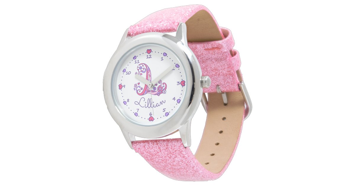 Monogram Girls Letter L Art Lillian Name Watch Zazzle Com,Simple Back Of Girls Head Drawing