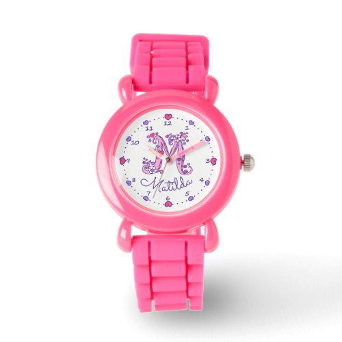 Monogram girls letter M art Matilda name watch