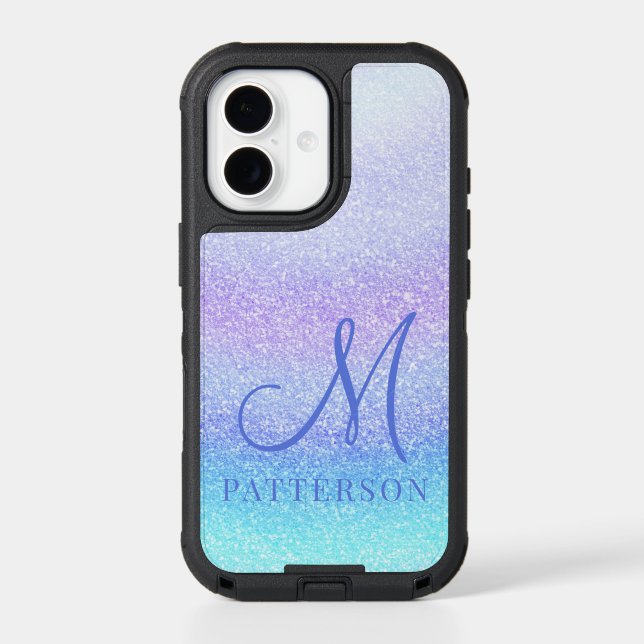 Monogram Girly Glitter Chic Sparkle Modern Name Otterbox iPhone Case (Back)