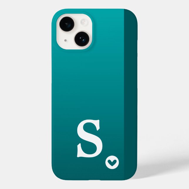 Monogram Girly Green Heart Simple Modern Chic Case (Back)