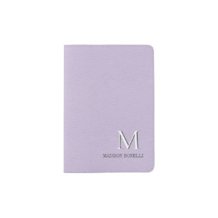 Monogram Girly lilac violet Leather Feminine Passport Holder