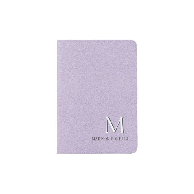 Monogram Girly lilac violet Leather Feminine Passport Holder (Front)