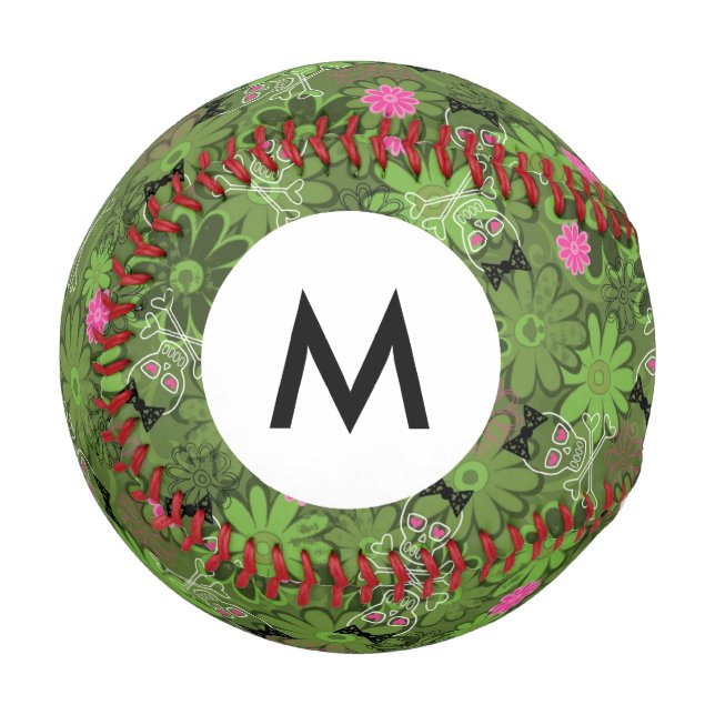 Monogram Girly Punk Skulls on Flower Camo Baseball (Front Left)