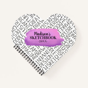 Monogram Girly Purple Artist Sketchbook Notebook